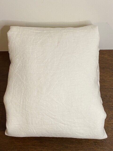 Pottery Barn K/CK Belgian Flax Linen Duvet Cover, White