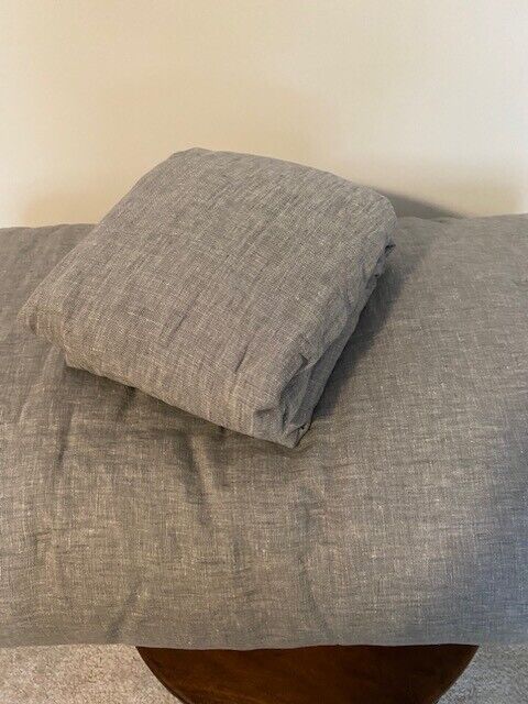 Pottery Barn Belgian Flax Linen Comforter K/CK,  and 1 King Sham, Flagstone