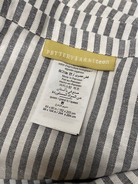 Pottery Barn Teen Emily and Meritt 100% Organic Cotton Queen Striped Flat Sheet