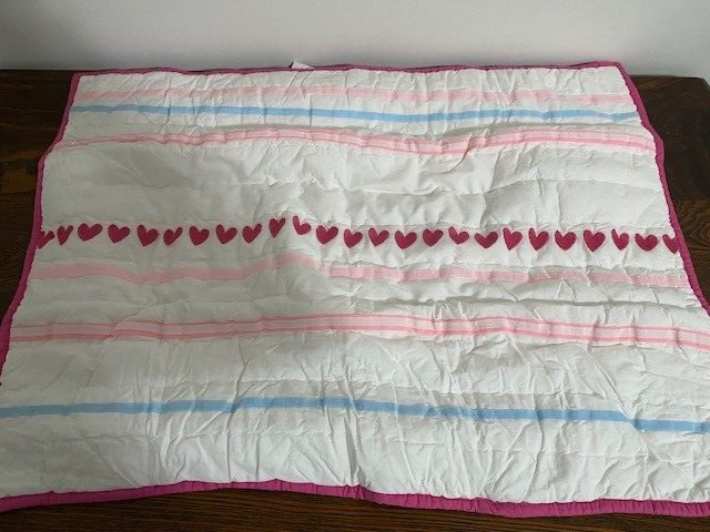 Pottery Barn Kids Embroidered Hearts Standard Sham with Ribbon detail