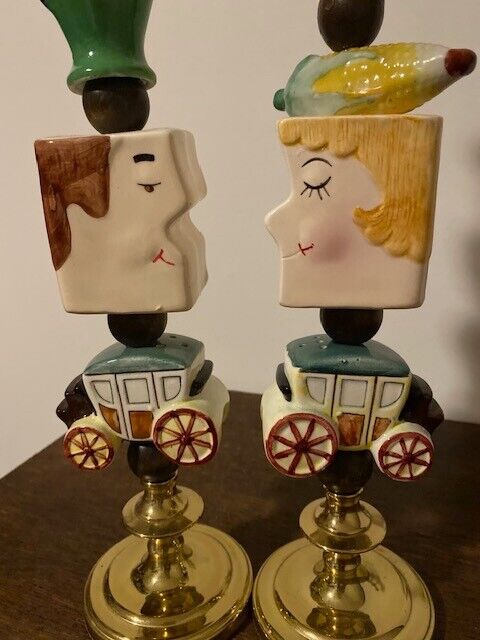 Vintage Salt and Pepper Shaker We're a Perfect Match Theme  Candle Sticks