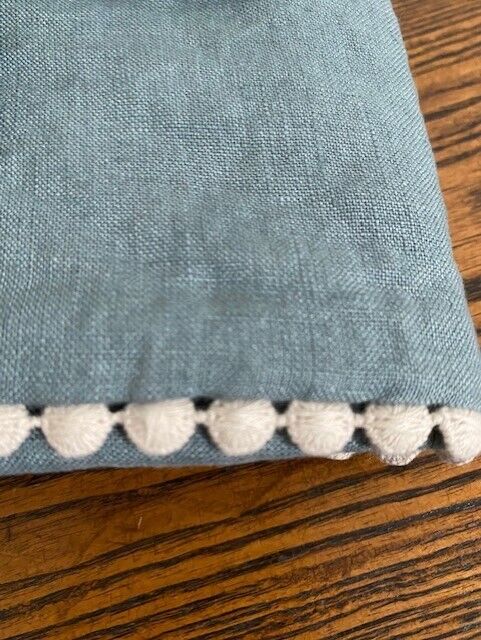 West Elm European Flax Linen Euro Pom Pom Sham-Ocean