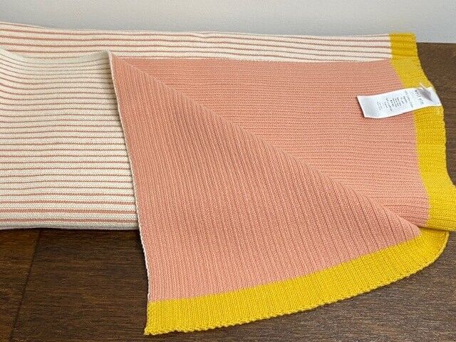 West Elm Kids Contrast Ribbed Knit Baby Blanket, Pink