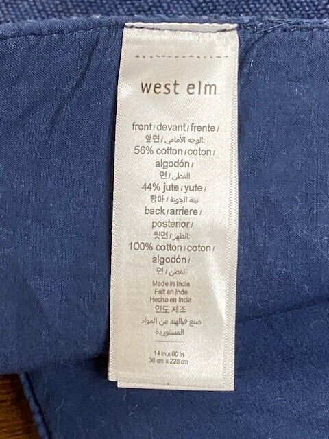 West Elm Cotton Canvas Table Runner, 14 x 90 in, Midnight