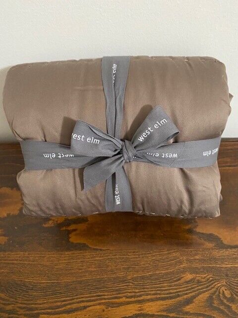 West Elm Plush Silky Tencel Quilted Standard Sham-Mocha