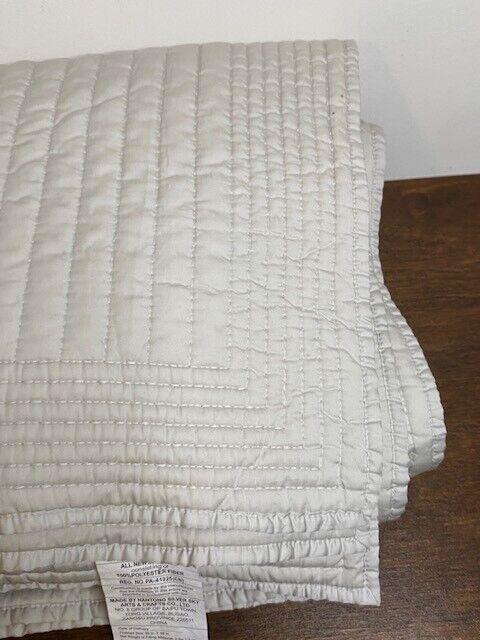 West Elm Queen Silky TENCEL™ Pick Stitch Quilt, Frost Gray