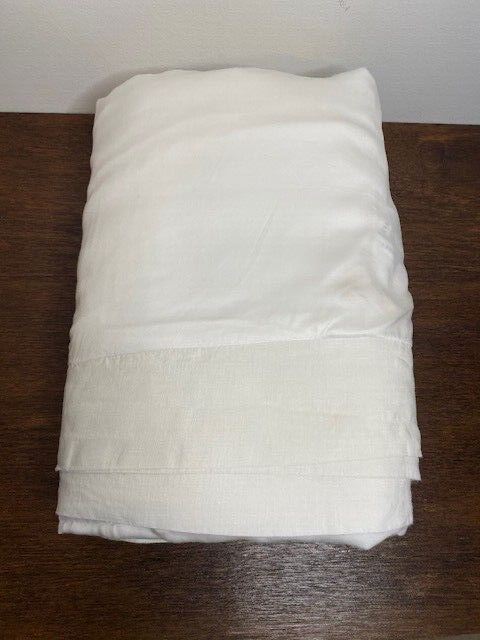 Pottery Barn F/Queen Tencel Duvet Cover with Linen Flange & 1 Standard Sham, WHT