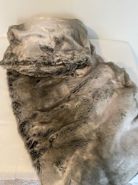 West Elm Faux Fur Ombre Throw, Feather Gray, 47 x 60 in