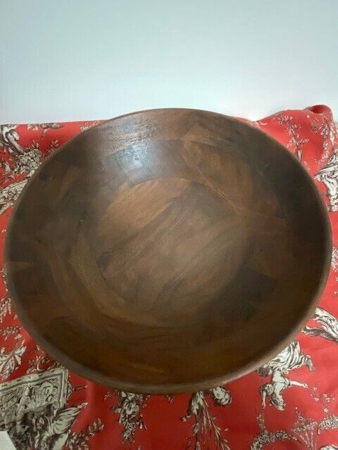 Pottery Barn Chateau Handcrafted Acacia Wood 14 in Salad Bowl