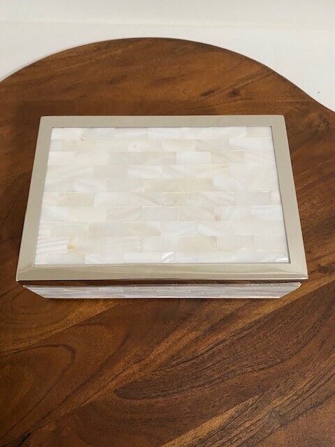 Pottery Barn Silver Framed Morrie Bone Decorative Box