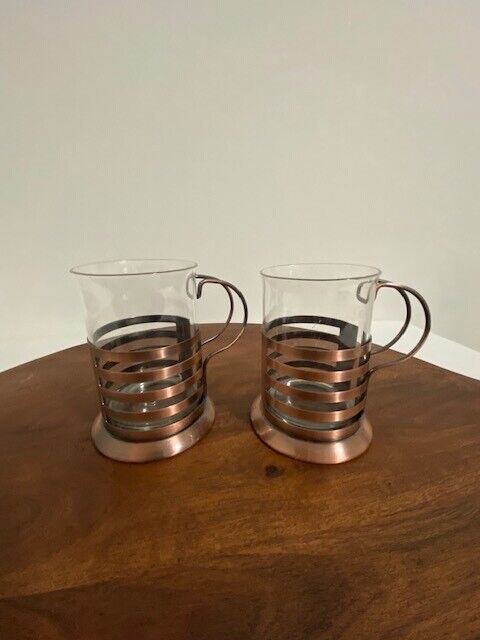 Copper and Glass mugs set of 2