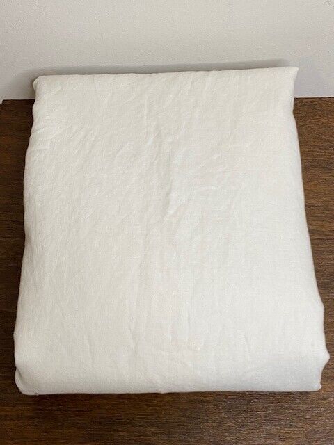 Pottery Barn 50 x 84 in Belgian Flax Linen Curtain, Cotton Lined, White