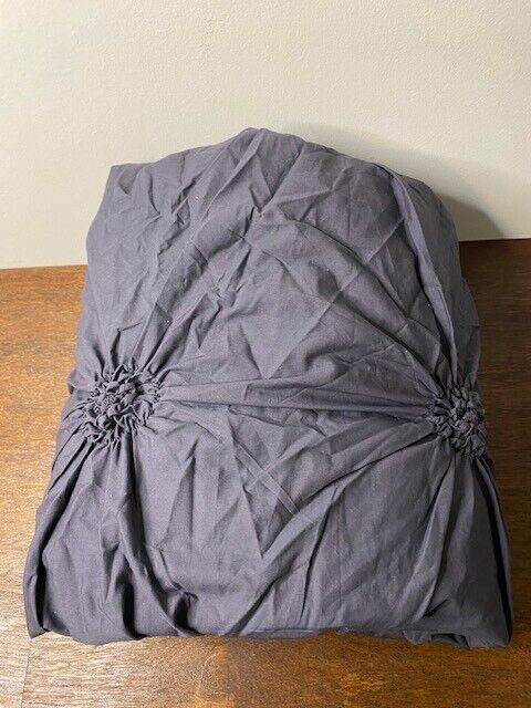 Pottery Barn Dorm ORGANIC RUCHED ROSETTE Duvet Cover Charcoal Gray TWIN NWT #D92