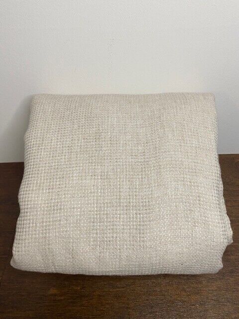 West Elm K/CK Euro Flax Linen Mini Waffle Duvet & 1 Pottery Barn K Sham, Flax