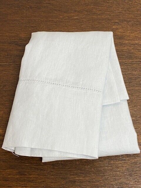 Pottery Barn Belgian Flax Linen King Pillowcase, Blue Frost