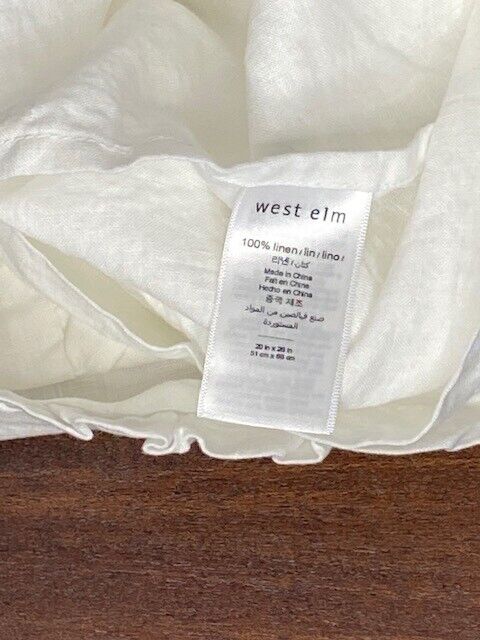 West Elm One (1) European Flax Linen Ruffle Standard Sham NWT! White