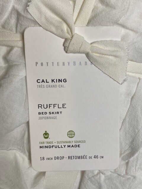 Pottery Barn Ruffle Cotton Bed Skirt, Cal King-White