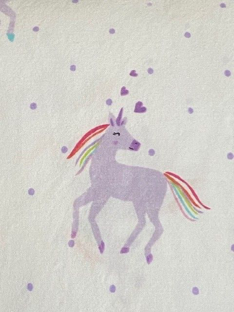 Pottery Barn Kids Unicorn Rainbow Organic Twin Flat Sheet, Lavender