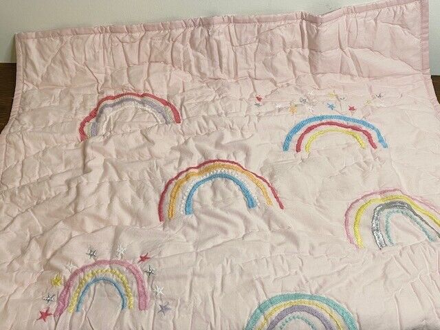 Pottery Barn Kids Rainbow Molly Quilted Euro Sham, Blush