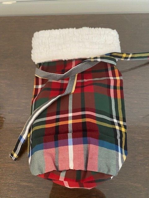 Pottery Barn Stewart Plaid with Sherpa Cuff Gift Bag