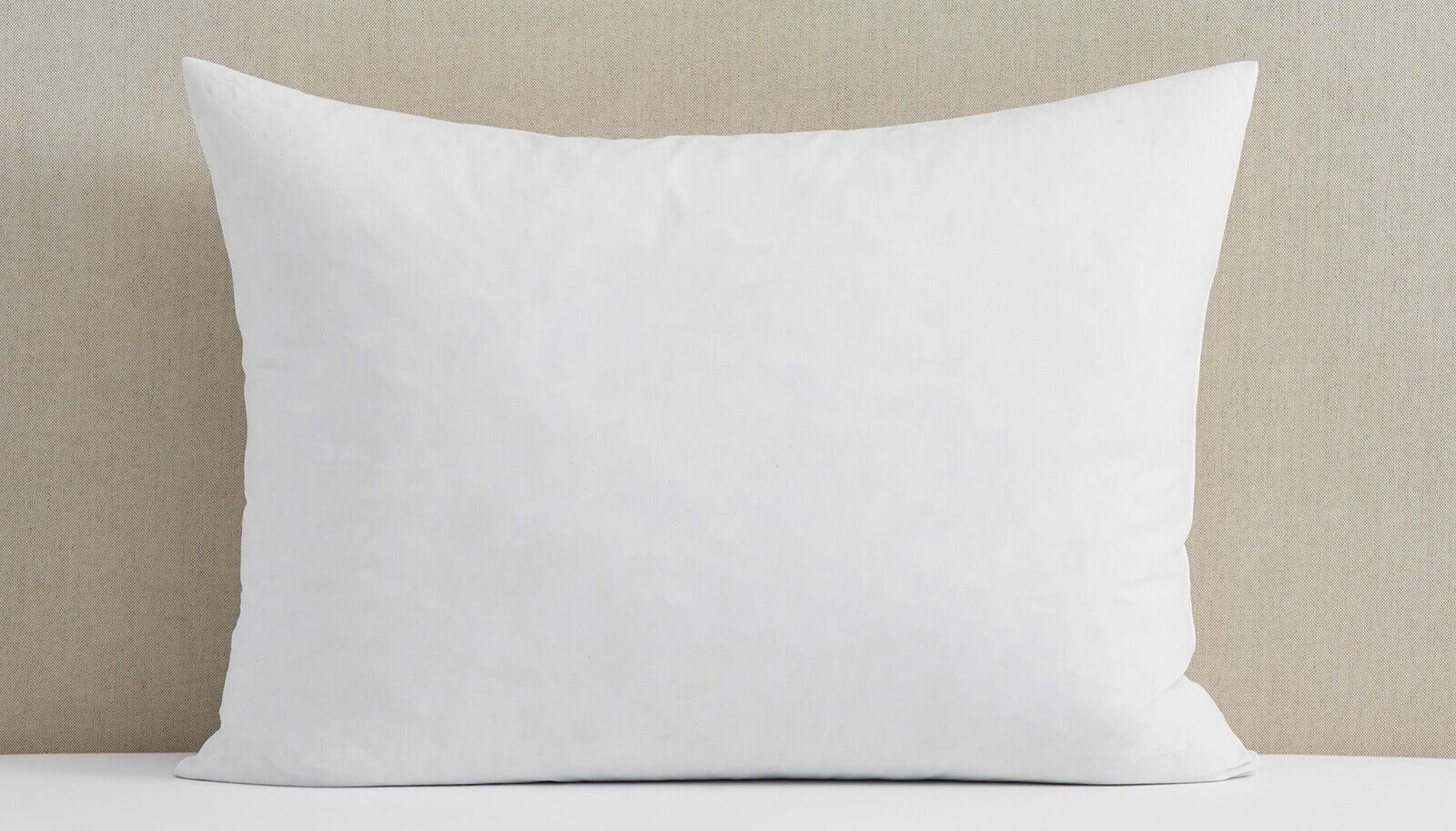 Pottery Barn King Lounger Feather Pillow & 2 Belgian Linen Shams, White