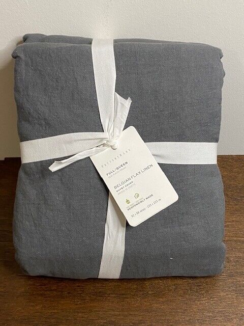 Pottery Barn F/Q Belgian Flax Linen Duvet Cover, Charcoal