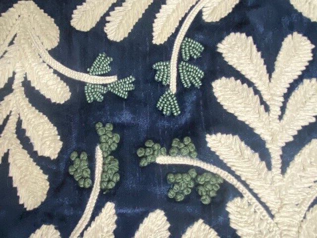 Villa 14x 26 in Embroidered and Beaded Velvet Pillow Cover, Blue & Green