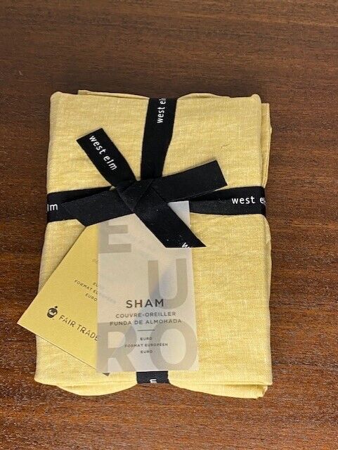 West Elm 100% Linen Euro Sham, Mustard