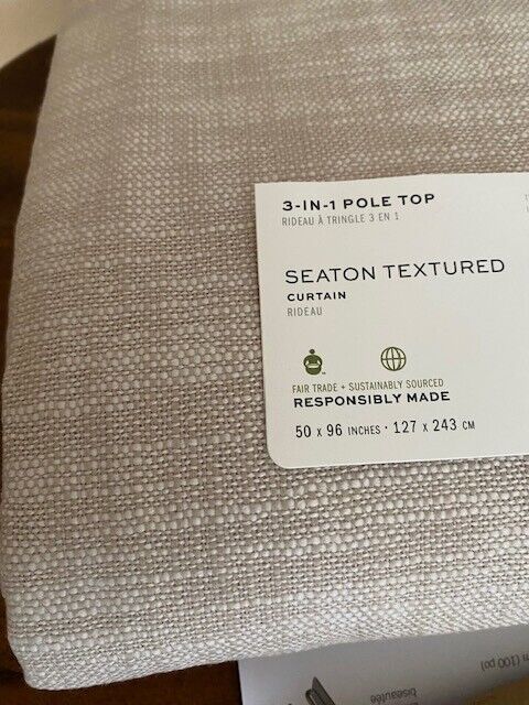 Pottery Barn Seaton Textured 50 x 96 Lined Curtain Panel, Neutral