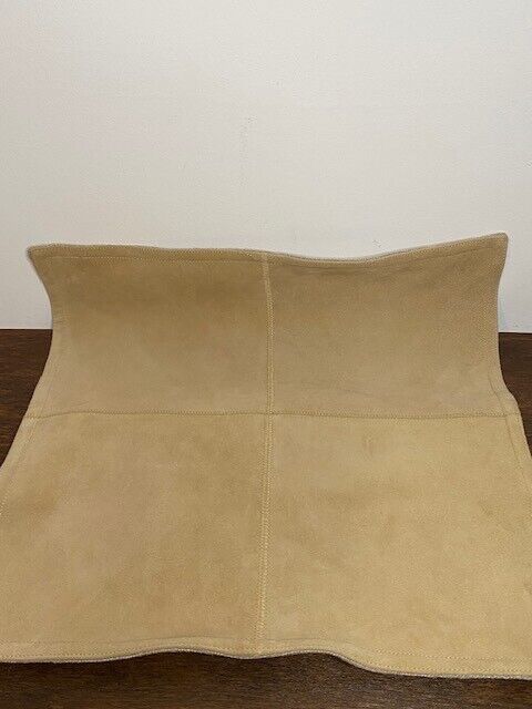 Pottery Barn Pieced Suede Leather Pillow Cover Stone 20”x20” NWOT Flaw Read