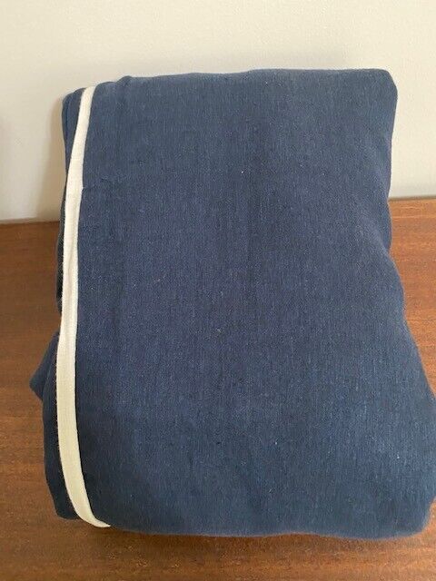 Pottery Barn F/Q !00% Linen Duvet, Navy w/ White Flange, 1 WE Euro coordinates