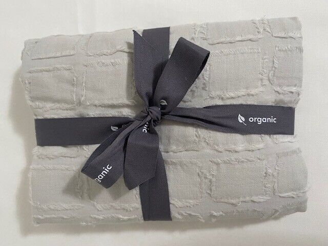 West Elm Organic Cotton Soft Gray Frayed Blocks King Sham