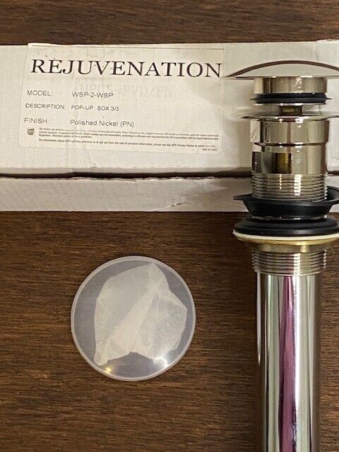 Rejuvenation Soft Touch Pop-Up Drain For Bathroom Sink, Polished Nickel