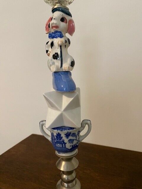 Vintage Salt & Pepper Shaker Blue willow, Puppy Theme Candle Stick