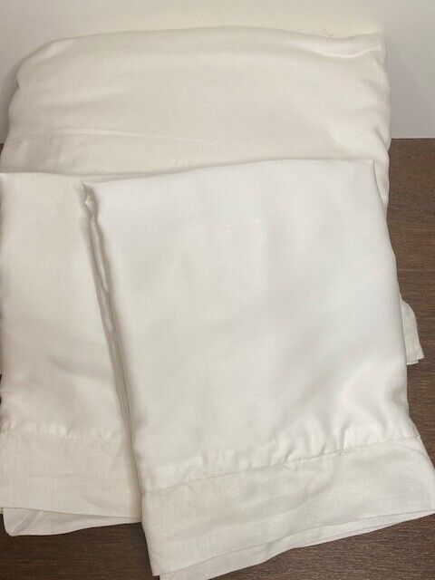 Pottery Barn Tencel W/Linen Flange Duvet Cover & 2 Euro Shams,K/CK-White