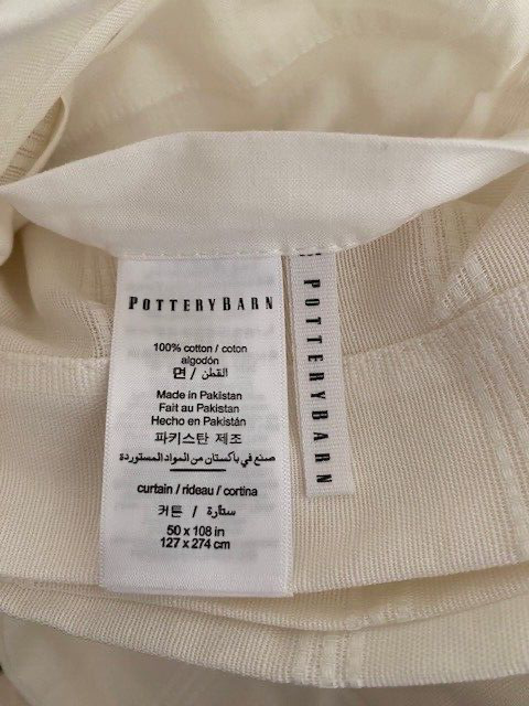 Pottery Barn Gramercy 100% Cotton curtains, Set of 2 White, 50x108