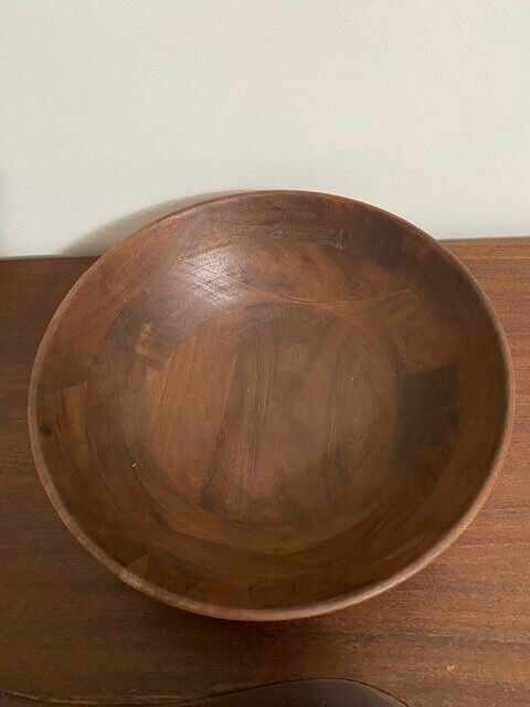 Pottery Barn Chateau Handcrafted Acacia Wood 14 in Salad Bowl