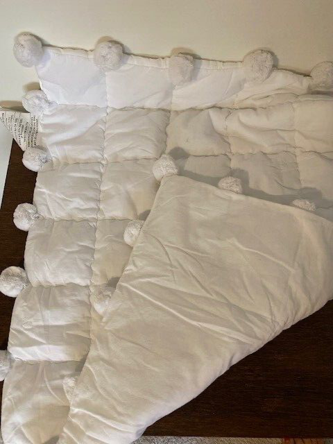 Pottery Barn Teen Pom Pom Quilted Standard Sham, White