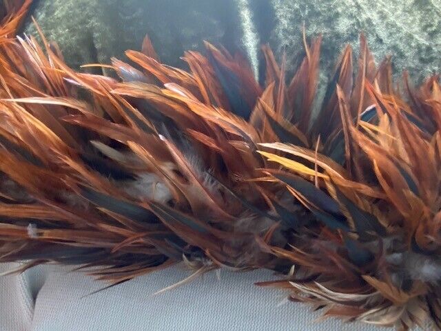 Rich Moss Green Velvet Pillow trimmed with Pheasant Feathers