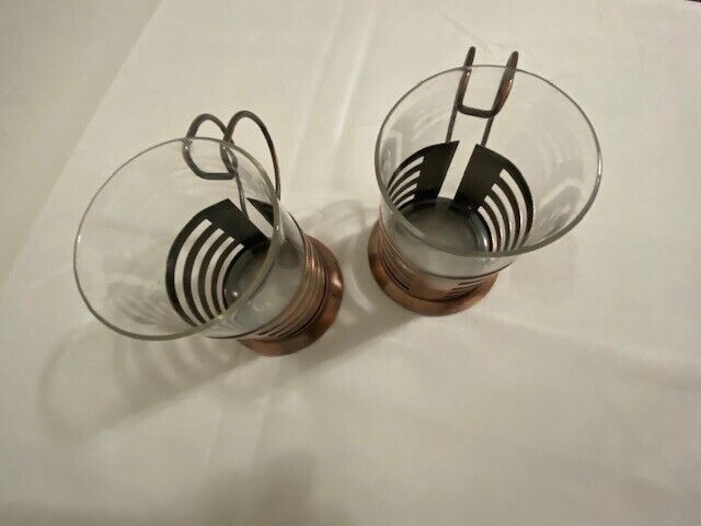 Copper and Glass mugs set of 2