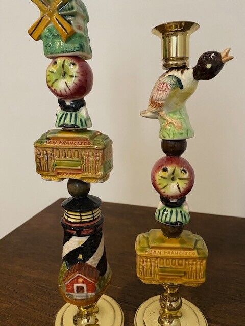 Vintage Salt & Pepper Shaker-San Francisco to the Big Apple Theme Candle Sticks