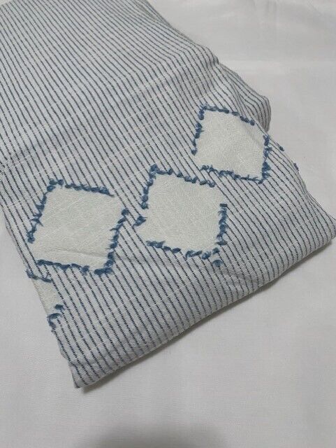 Pottery Barn 100 % Cotton Duvet, Twin-White with blue stripe