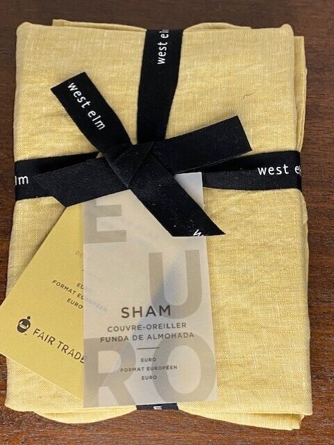 West Elm 100% Linen Euro Sham, Mustard