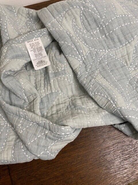 West Elm Handstitched Quilted Euro Sham, Blue tones