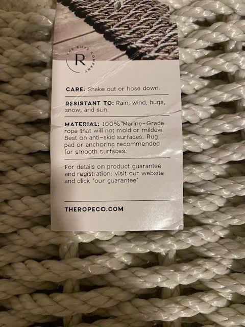 Pottery Barn The Rope Company Striped Handwoven Doormat, Blue and White