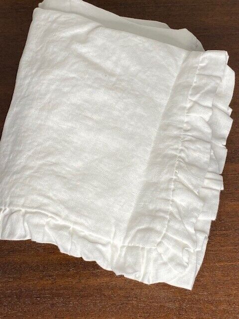 West Elm One (1) European Flax Linen Ruffle Standard Sham NWT! White