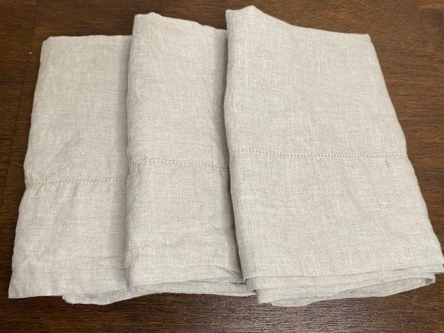 Pottery Barn Belgian Flax Linen King Pillowcases - Set of 3, Dark Flax