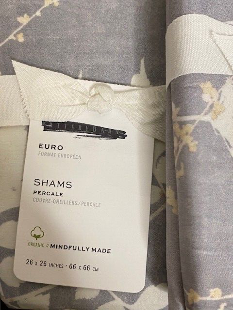 Pottery Barn K/CK Shadow Floral Percale Duvet Cover, 2 Standard & 2 Euro Shams