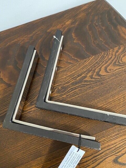 Williams Sonoma Metal & Polished Nickel Shelf Brackets (2) w/ Mounting Harware