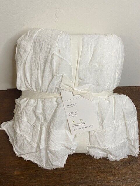 Pottery Barn Ruffle Cotton Bed Skirt, Cal King-White